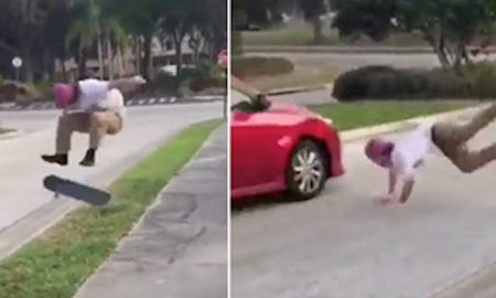 Skateboarder Crushed Extremely Close Call