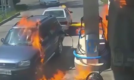 Driver Using Lighter To See Sets Petrol Station Alight