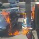 Driver Using Lighter To See Sets Petrol Station Alight