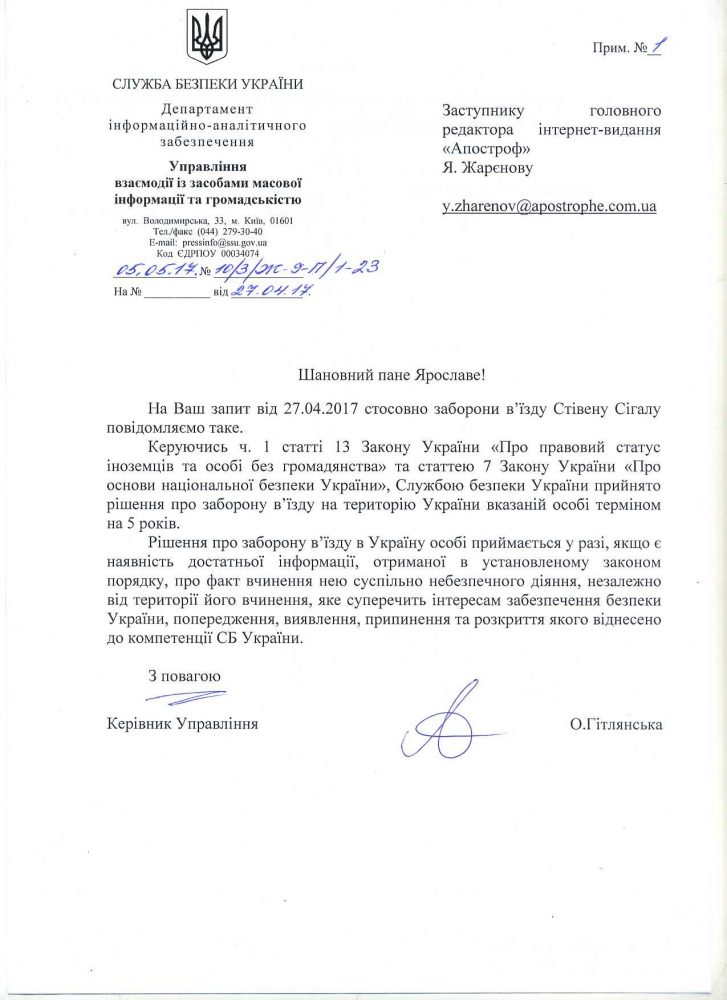 Ukrainian Letter