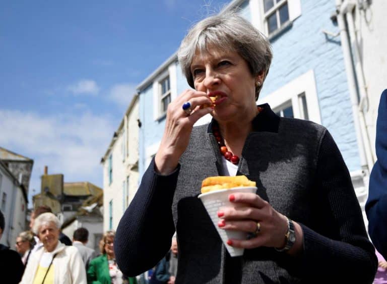 Theresa May Eating Chips Is Even More Awkward Than Ed Miliband Eating A Bacon Sandwich