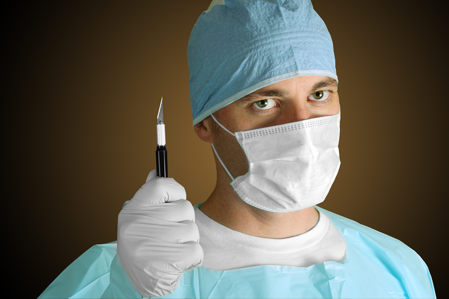 Surgeon with scalpel
