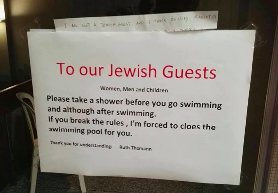 Swiss hotel Jewish sign