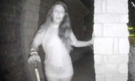 Woman Doorbells