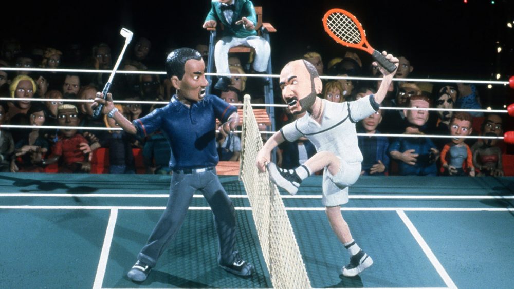 Celebrity Deathmatch (MTV)Shown: Tiger Woods vs. Andre Agassi