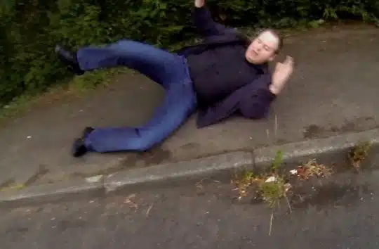 Paedophile Falls Over And Busts His Face While Running Away From Paedophile Hunter Vigilantes (VIDEO)