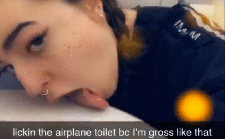 This Girl Just Got Internet Famous For Licking An Airplane Toilet Seat Clean (NSFL VIDEO)
