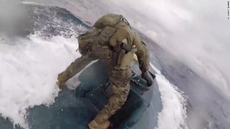 Unreal Video Of US Coast Guard Jumping On Narcotics Submarine During Drugs Bust