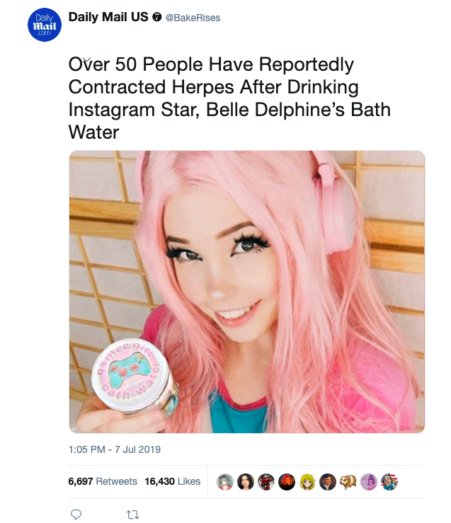 Belle Delphine tweet