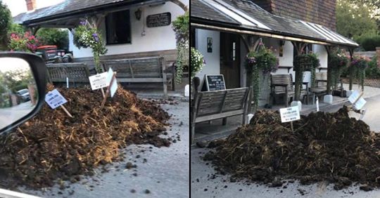 A Man Dumped A Huge Pile Of Cow Manure On A Pub After The Landlord