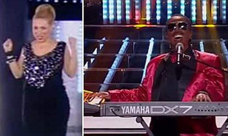 A White Woman Dressed Up As Stevie Wonder On Greek Stars In Their Eyes