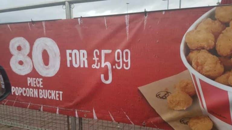KFC Is Trialling An 80 Piece Popcorn Chicken Bucket For £6