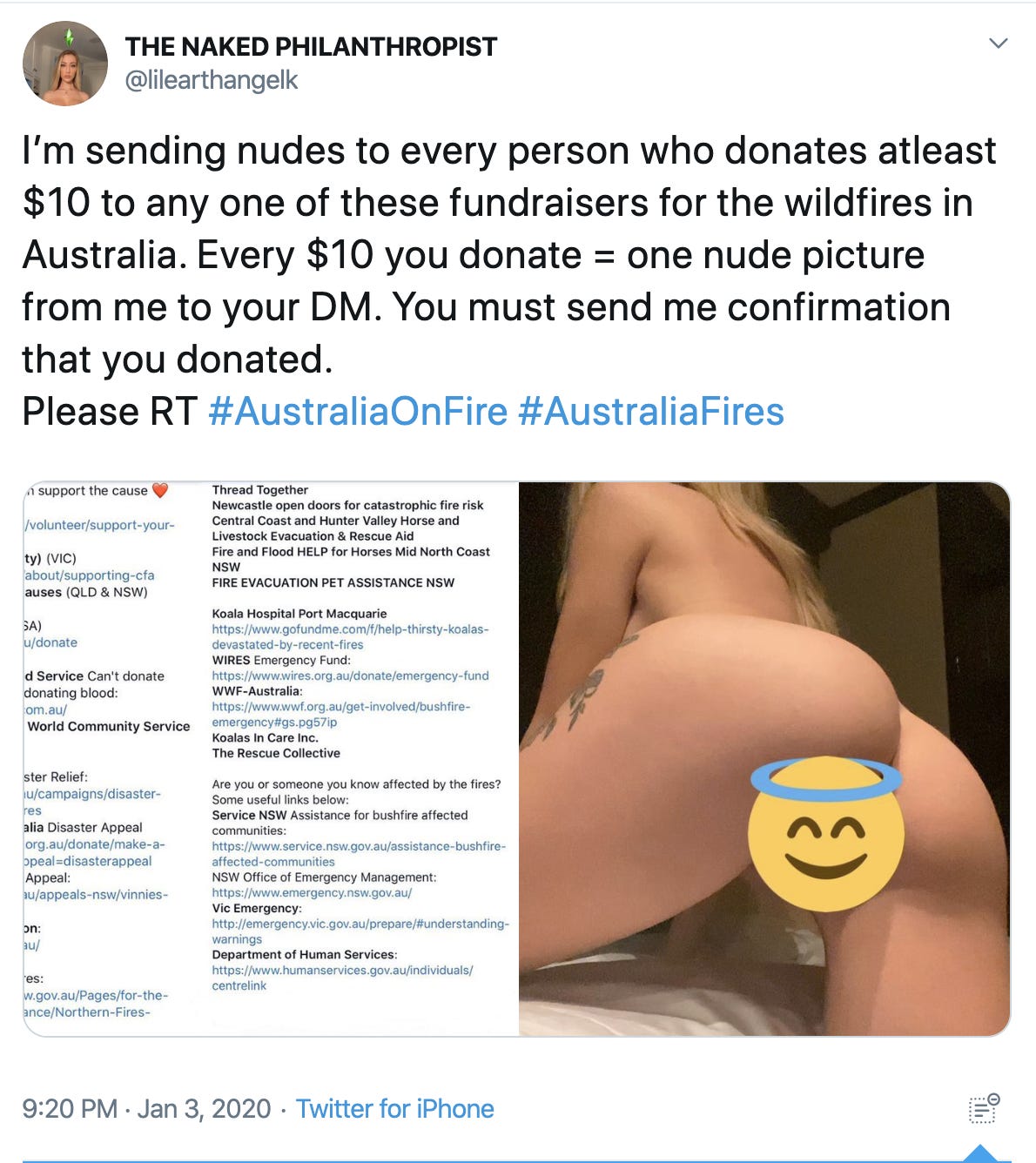 Seorang Model Berikan Foto Bugil Dirinya Bagi Mereka Yang Mau Donasi Untuk Kebakaran Di Australia
