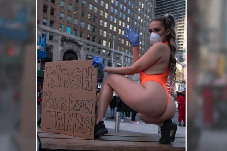 Instagram Model Takes To Streets In NSFW Swimsuit To Raise Awareness For Coronavirus