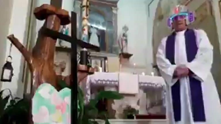 Italian Priest Accidentally Turns On Video Filters When Livestreaming Mass
