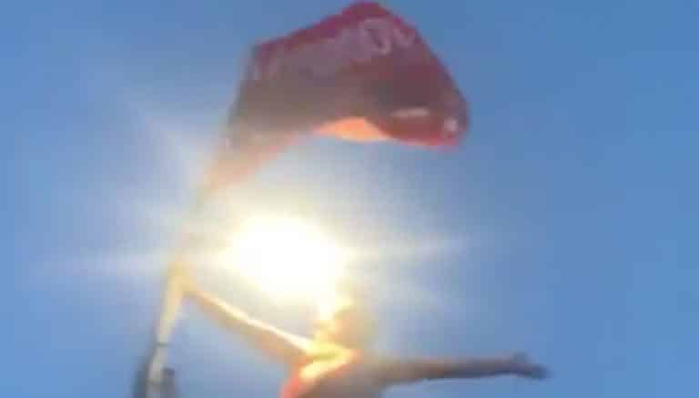 Liverpool Fan Falls Off Ladder Hanging On Lamppost Celebrating Title Win