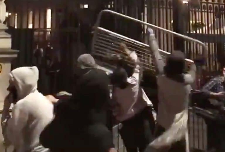 Protesters Threw Bottles, Railings And Traffic Signs At 10 Downing Street Last Night