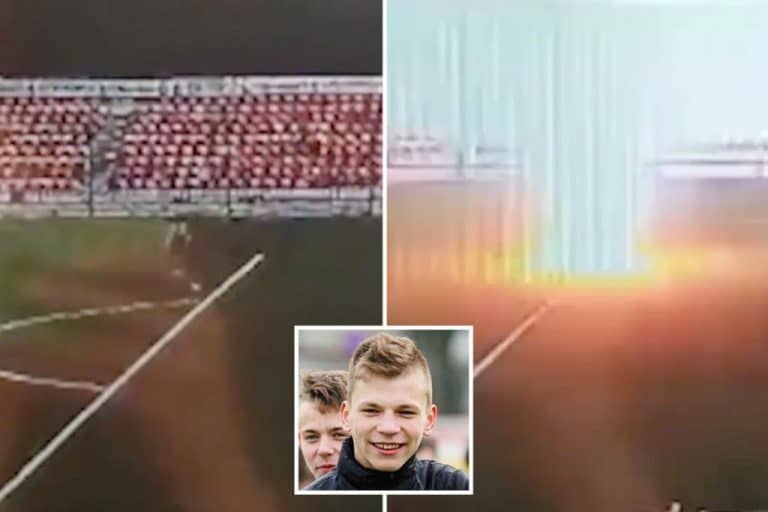 Unreal Footage Of Russian Football Player Being Struck By Lightning As He Kicks Ball