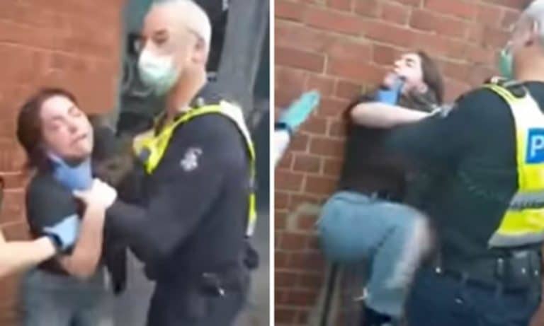 Here’s A Video Of A Policeman Strangling A Woman For Not Wearing A Mask In Melbourne