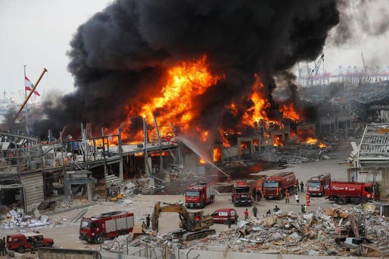 A Huge Fire Has Broken Out At The Port In Beirut Where There Was A Massive Explosion