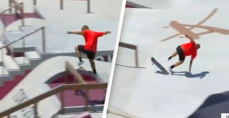 Watch This Absolutely Gnarly Bail From Olympic Skateboarder Angelo Caro Narvaez