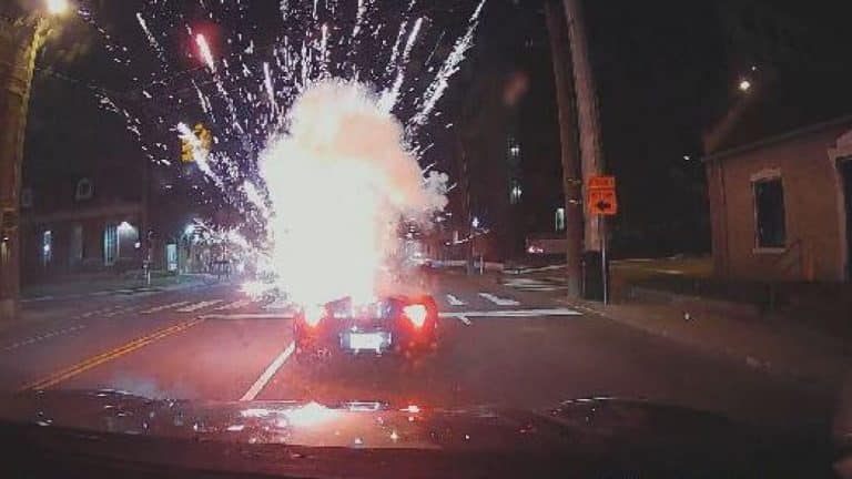 Watch An Idiot Throw A Firework In Someone’s Convertible; Bounces Off Driver’s Head Before Exploding