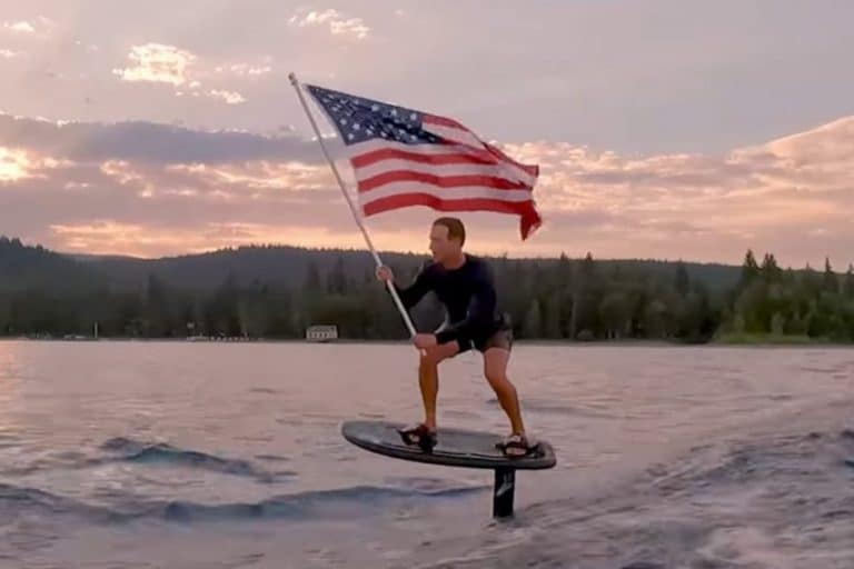 Watch Mark Zuckerberg Celebrate 4th Of July By Wakeboarding With An American Flag