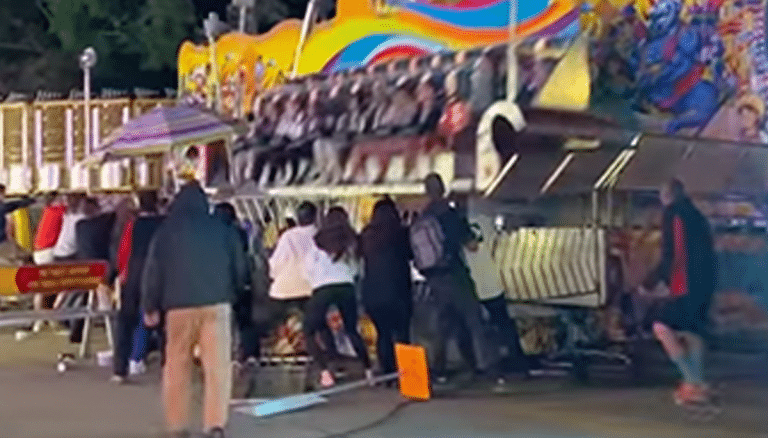 Here’s A Terrifying Video Of Spectators Holding Down A Fairground Ride To Stop It From Tipping Over