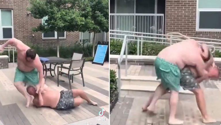 Watch This Slow Motion Fight Between Two Fat Guys At A Pool In Houston