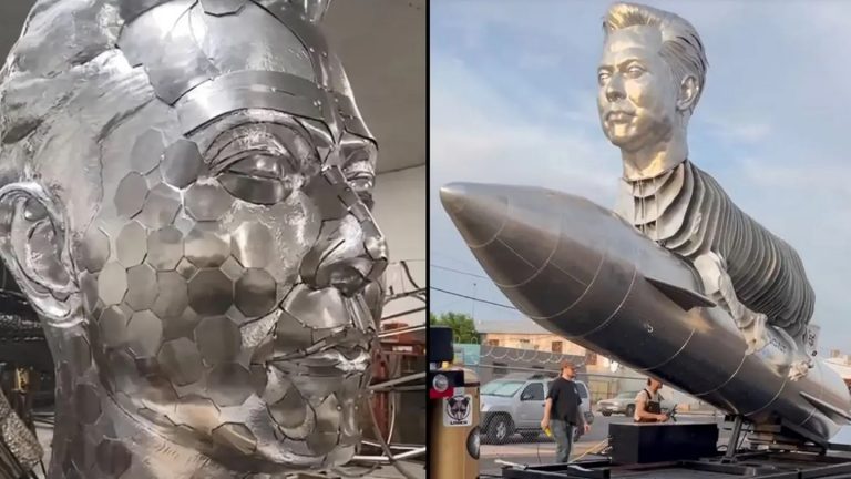 A Diehard Elon Musk Fan Has Built A Bizarre 30 Foot GOAT Monument To His Hero