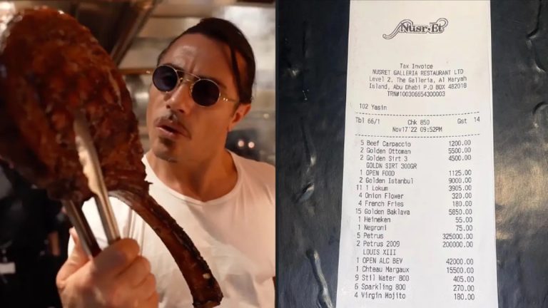 Salt Bae Shares £141,000 Bill From His Abu Dhabi Restaurant