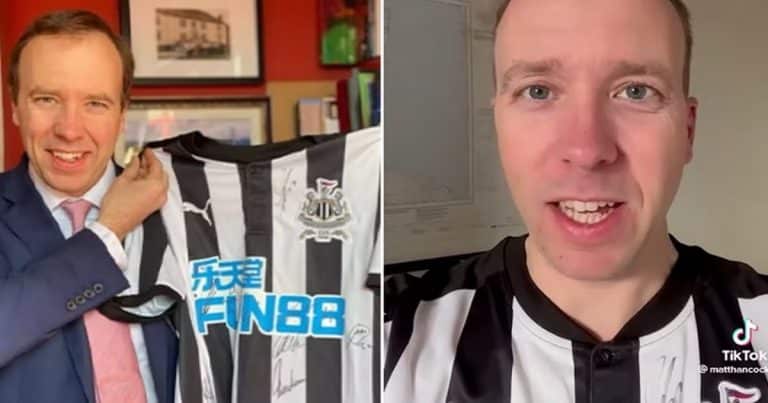 Matt Hancock Responds After Wearing Signed Newcastle Shirt He Claimed To Have Auctioned Off For The NHS