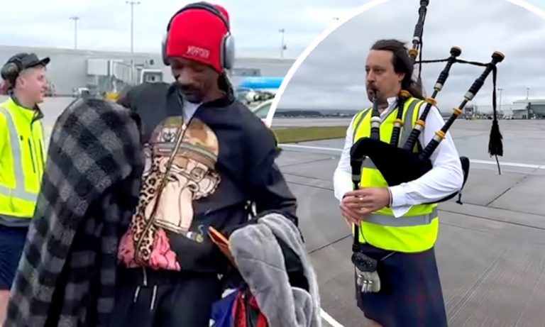Snoop Dogg Welcomed To Scotland With Bagpipes Playing Still D.R.E. At The Airport