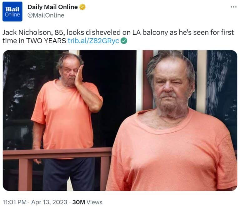 85-Year-Old Jack Nicholson Seen For The First Time In Two Years, Daily ...