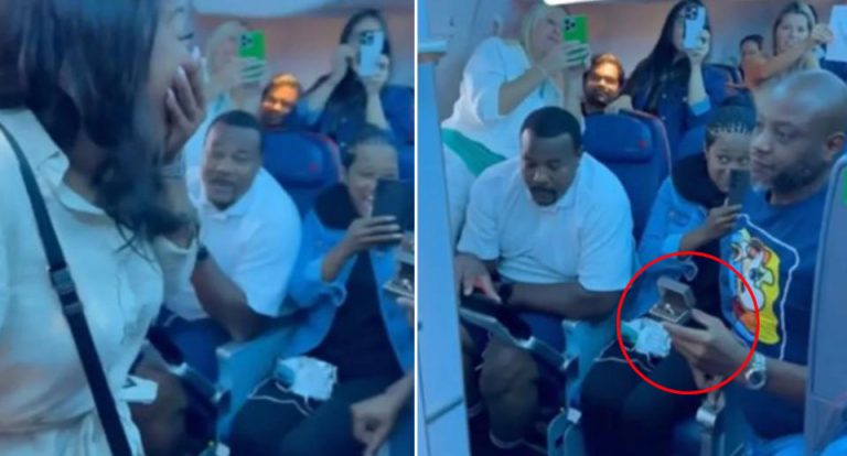 Man Proposes To His Girlfriend On The Plane As She Comes Out Of The Toilet After Taking A Dump
