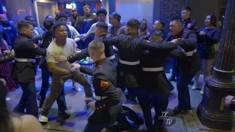 Group Of Marines Get Challenged To A Fight Outside A Club & All Hell Breaks Loose