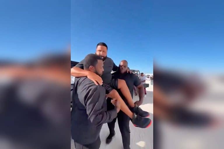 DJ Khaled Has Two People Carry Him Around So His New Jordans Don’t Get Dirty