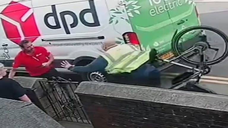 Furious Cyclist Gets Instant Karma While Trying To ‘Intimidate’ DPD Courier In Pavement Row