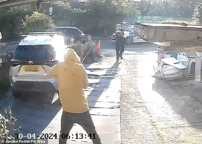 Moment Sword-Wielding Hainault Attacker Is Tasered And Subdued By Police