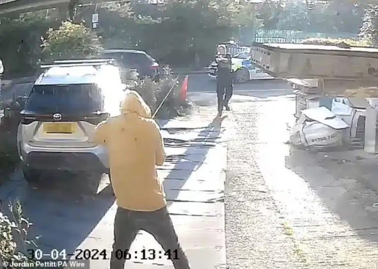Moment Sword-Wielding Hainault Attacker Is Tasered And Subdued By Police