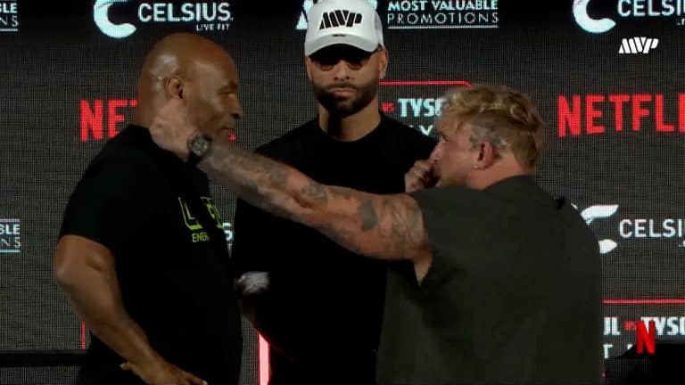 Jake Paul Tried His Best To Intimidate Mike Tyson During Face-Off Ahead Of Fight On July 20