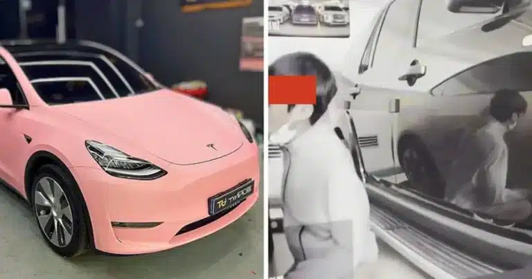 “Fingered It For Three Hours” – Man Spotted Having Sex With A Pink Tesla