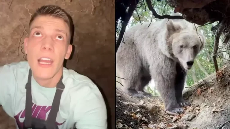 Unreal Footage Of Influencer Getting Trapped In A Bear Cave Just As Bear Returns Home