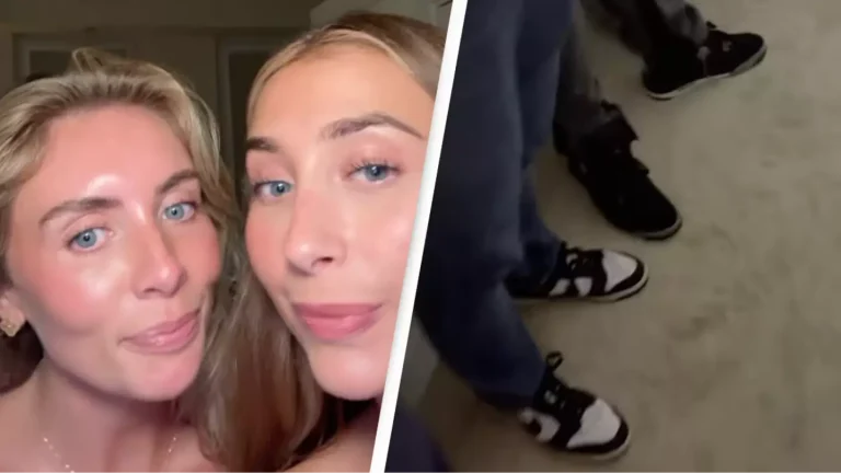 Girl Films Line Of Uni Students Queuing In The Hallway