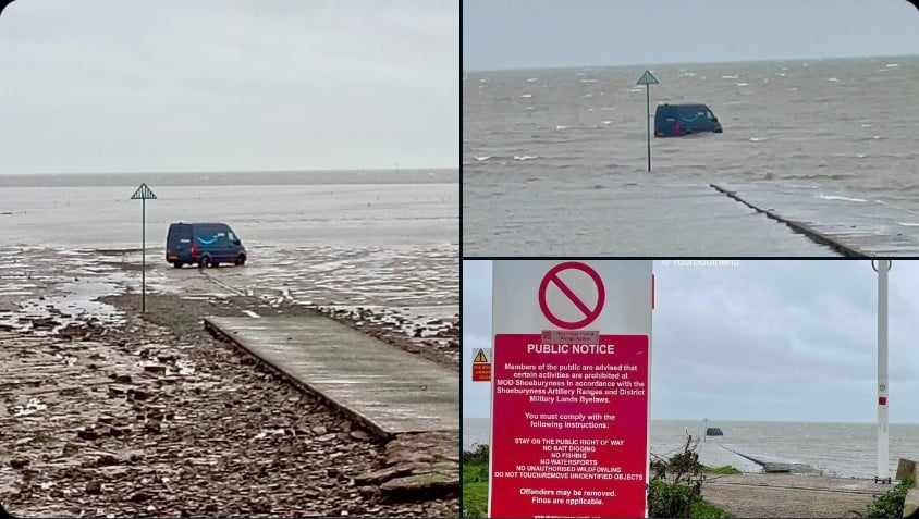 Amazon Prime Driver Gets Van Stuck In The Thames Estuary Following Satnav Route